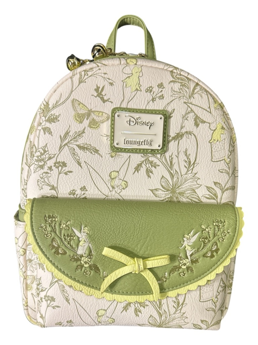 Loungefly Tinker Bell Floral Mini Backpack in Light Green & Cream
